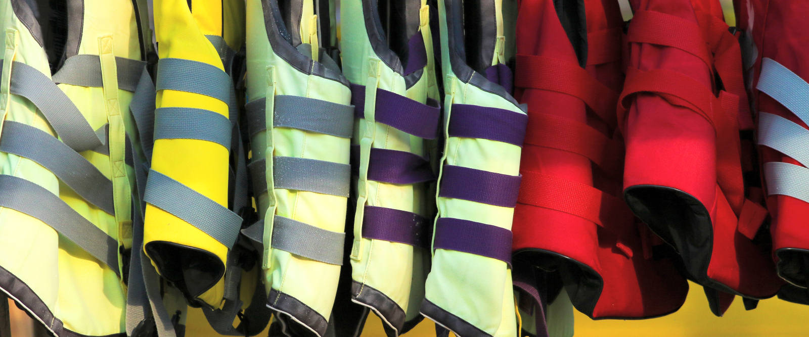 Rented buoyancy aids at Splash! Wales Pembrokeshire